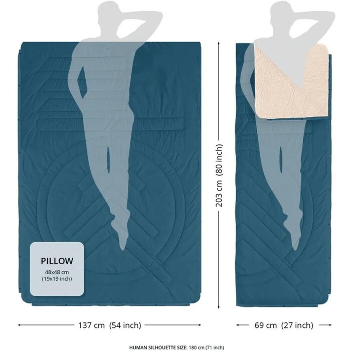 2024 Voited Ripstop 4-in-One Blanket - V21UN03BLPBCNVG - Ocean navy / Cameo green